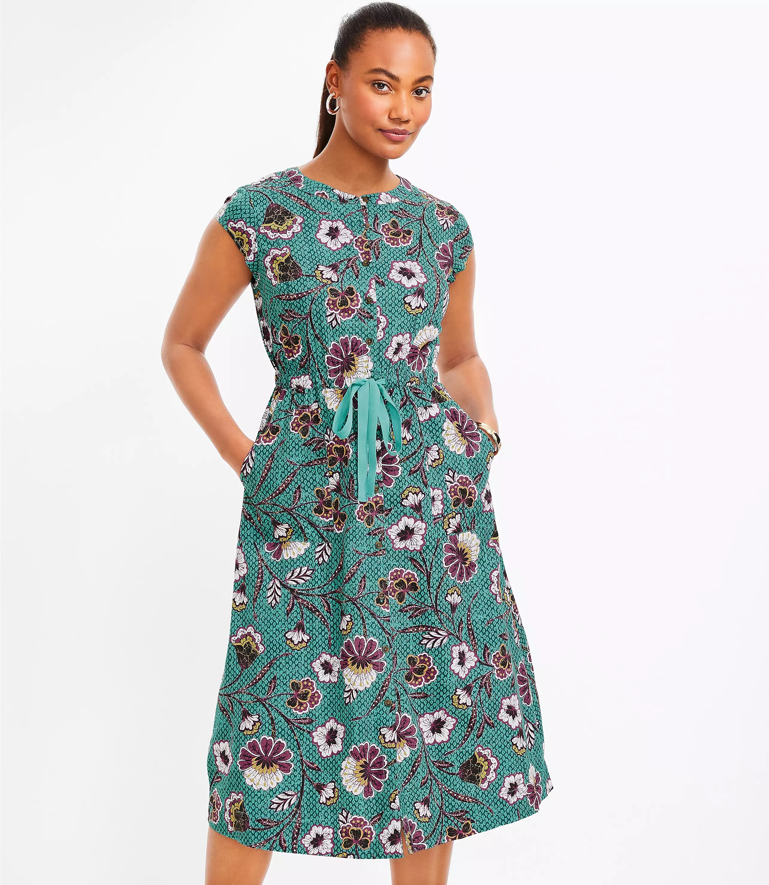 Floral Utility Midi Shirtdress | LOFT