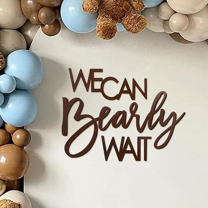 We Can Bearly Wait Sign for Backdrop - Teddy Bear Themed Baby Party Banner Boy Girl Baby Shower G... | Amazon (US)