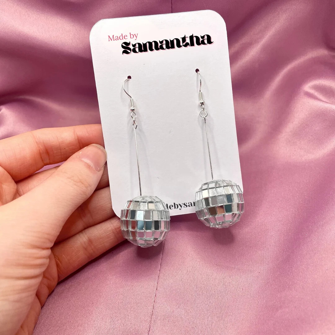 Disco Ball Earrings Hanging Disco Ball Earrings Silver Disco Ball Earrings - Etsy Mexico | Etsy ROW