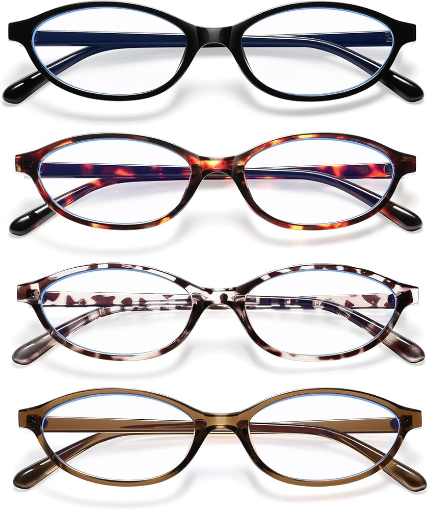 KUGUAOK Retro Oval Blue Light Blocking Glasses for Women 90s Small Cat Eye Eyeglasses Frame Gamin... | Amazon (US)