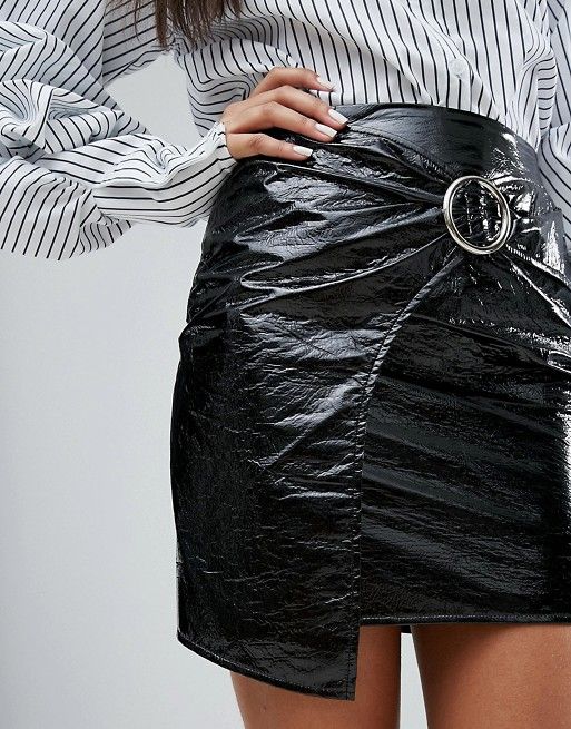 Missguided Vinyl Buckle Detail Mini Skirt | ASOS UK