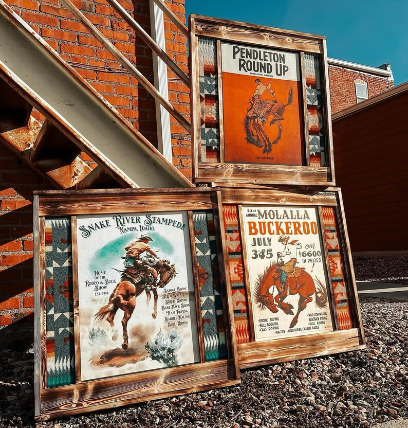 Pendleton Framed Vintage-Style Molalla Buckeroo Poster // Western Home Decor // Southwestern Deco... | Etsy (US)