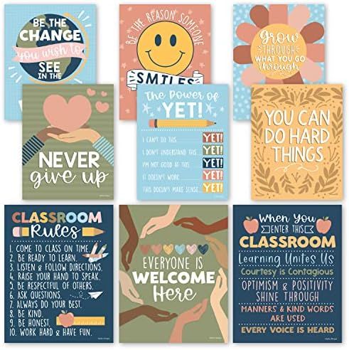 Amazon.com: 9 Colorful Classroom Decor Signs - Welcome Sign For Classroom Motivational Posters Fo... | Amazon (US)