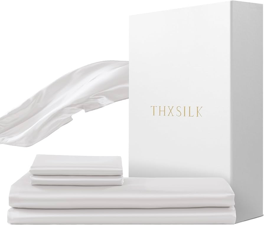 THXSILK Silk Bed Linen Set, 2-Piece, Duvet Cover 135 x 200 cm and 80 x 80 cm Pillowcase, Luxury S... | Amazon (DE)