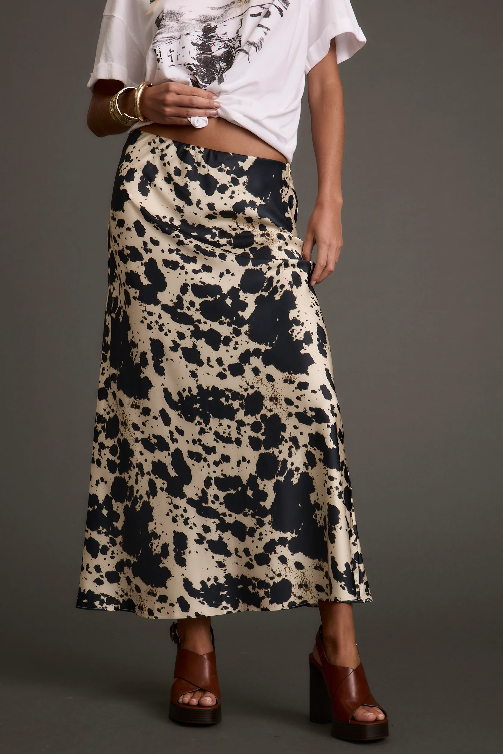 Women's Cow Print Skirt Plus Size | 12th Tribe | 12th Tribe