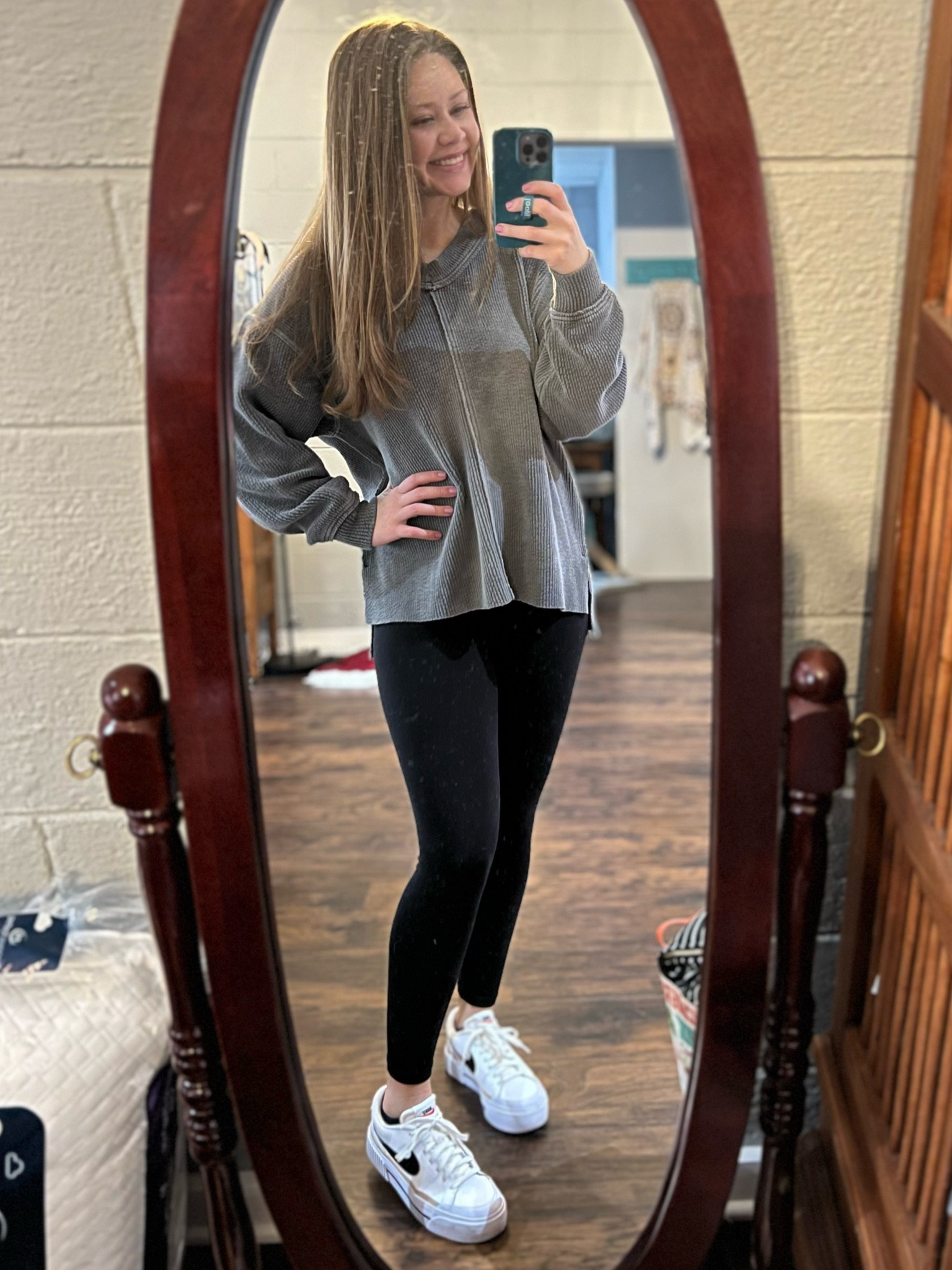 winter outfit, winter clothes, Aerie sweatshirt, aerie crossover leggings, nike sneakers, travel outfit, comfy outfit, lounge outfit 💗

#LTKSeasonal #LTKshoecrush #LTKstyletip