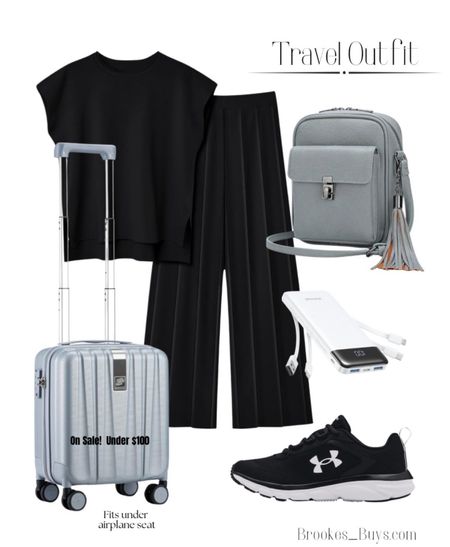 Love this two piece set for travel day.  The charger is easy to store in your backpack. This suitcase fits under your seat for extra storage. #traveloutfit #smallsuitcase #travelbackpack #sneakers

#LTKTravel #LTKU #LTKShoeCrush