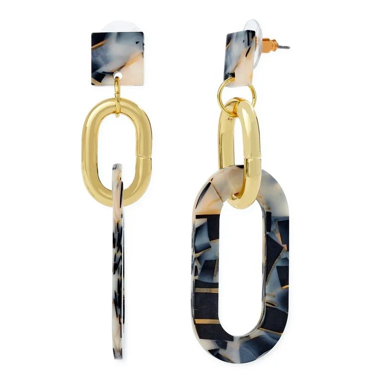 Scoop Women’s 14KT Gold Flash-Plated Multi-Color Resin Link Earrings - Walmart.com | Walmart (US)