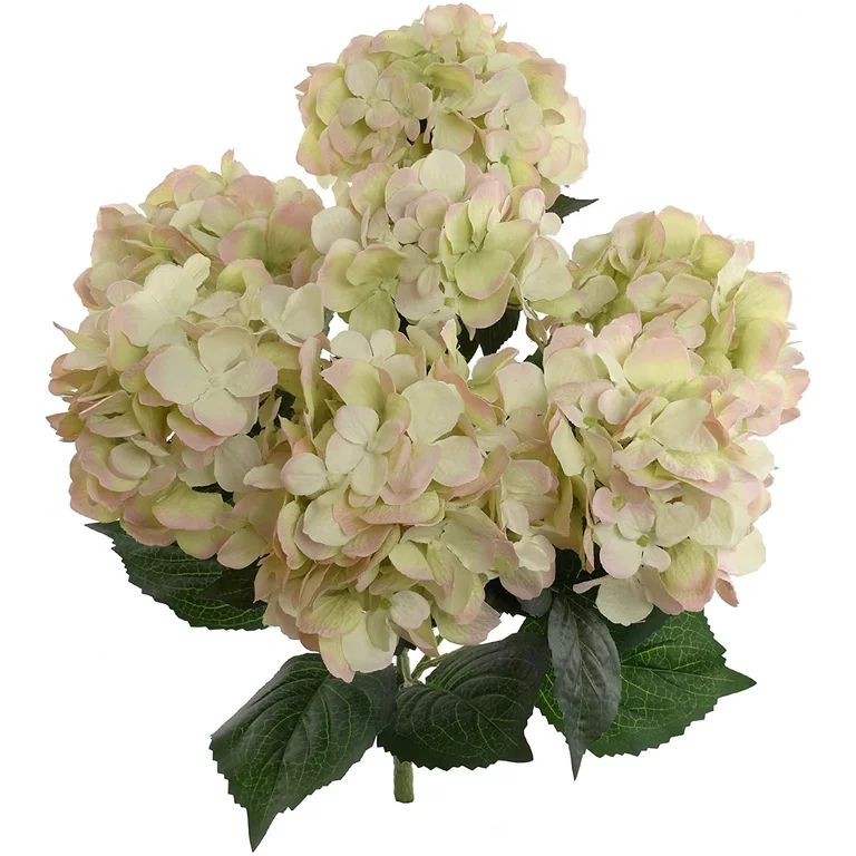 Hydrangea Silk Flowers Plant, Green Pink, Indoor Home Decoration, Outdoor Plant, Wedding, Centerp... | Walmart (US)
