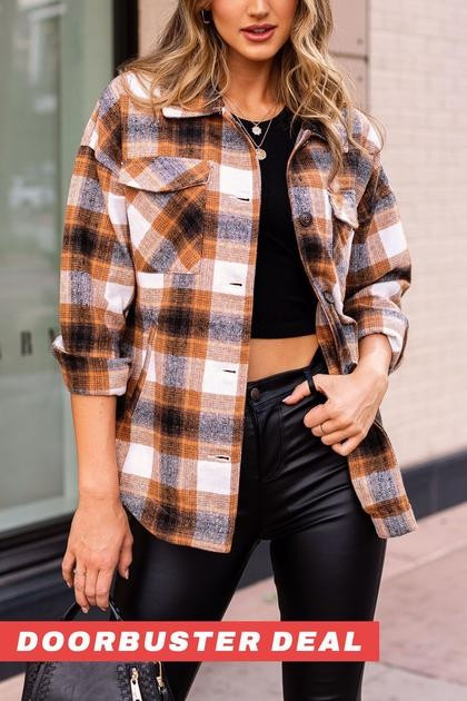 Tanner Rust Plaid Shacket | Shop Priceless