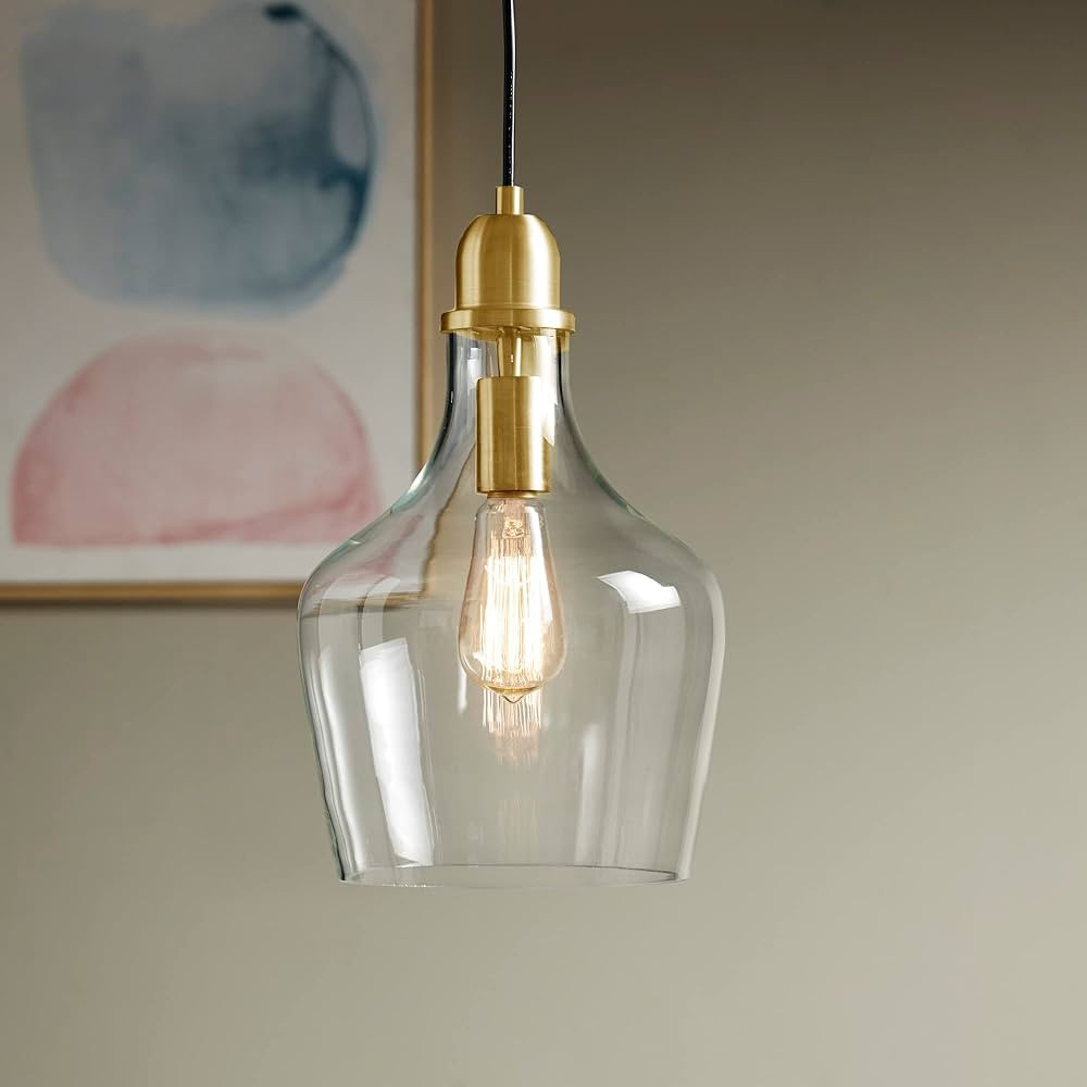 Hampton Hill Auburn Modern Glass Pendant Light Fixtures for Kitchen Island, Bell Shaped Shades Ha... | Amazon (US)