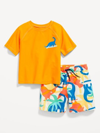 Unisex Graphic Rashguard Swim Top & Trunks for Toddler | Old Navy (US)