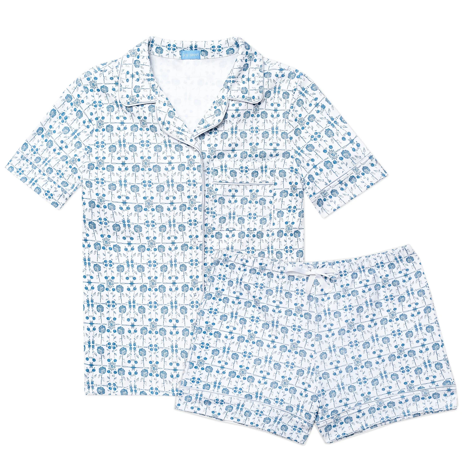 Blue Hydrangeas Women\u2019s Button Front Short Pajama Set | Joy Street
