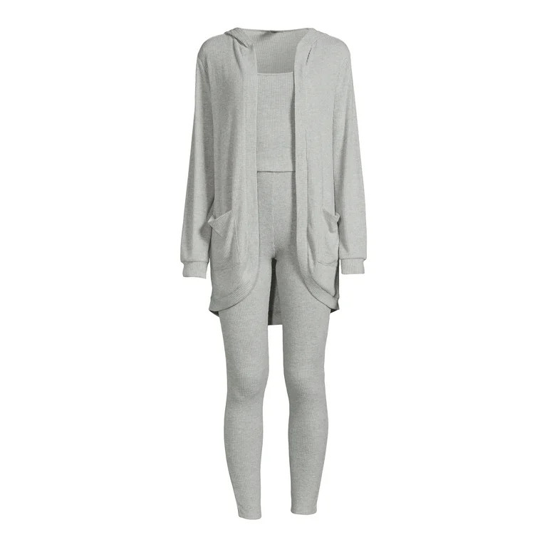 No Boundaries Juniors Cocoon Cardigan, Cami, and Leggings Outfit, 3-Piece Set, Sixes XS-3XL - Wal... | Walmart (US)