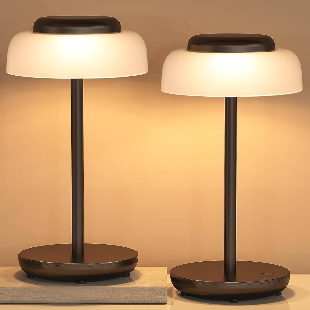 QiMH Battery Operated LED Table Lamp, 2 Pack 5000mAh Cordless Desk Lamp with 3 Level Brightness T... | Amazon (US)