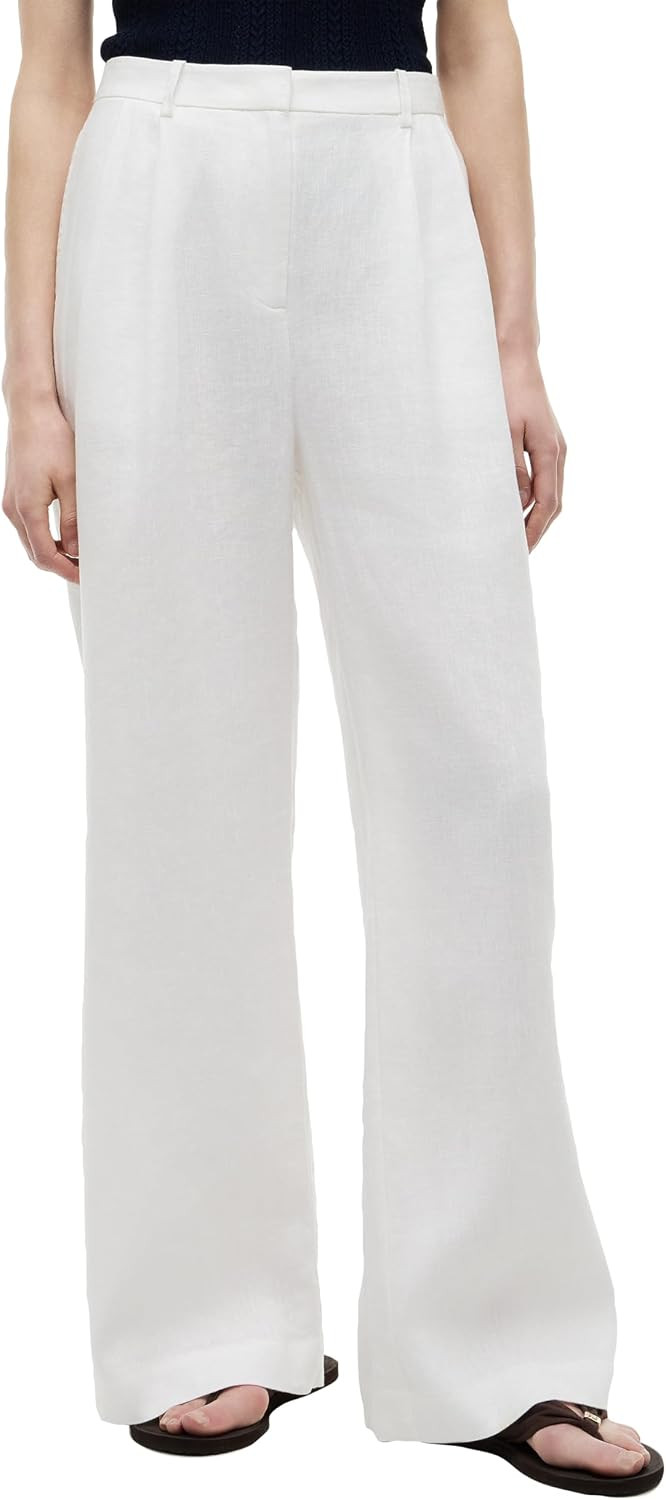 Tommy Hilfiger Women's Linen Pants Wide Leg Tailored Pants with Pockets | Amazon (US)