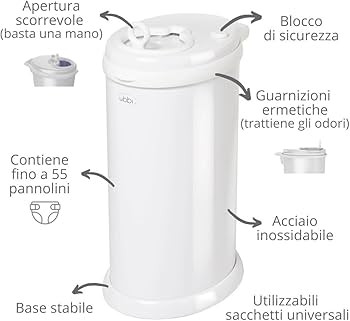 Ubbi Steel Diaper Pail, Odor Locking, No Special Bag Required, Award-Winning, Registry Must-Have,... | Amazon (US)
