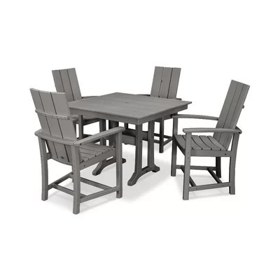 Modern Adirondack 5-Piece Farmhouse Trestle Dining Set | Wayfair North America