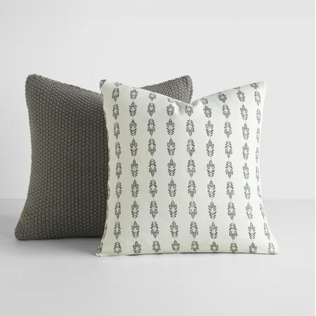 2-Pack Decor Throw Pillows Seed Stitch Knit with Cotton Patterns in Folk Leaves by Comfort Canopy | Walmart (US)