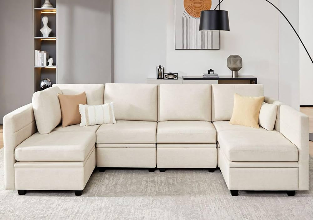 Modular Sectional Sofa with Storage, U Shaped Sectional Couch for Living Room, Convertible Modula... | Amazon (US)