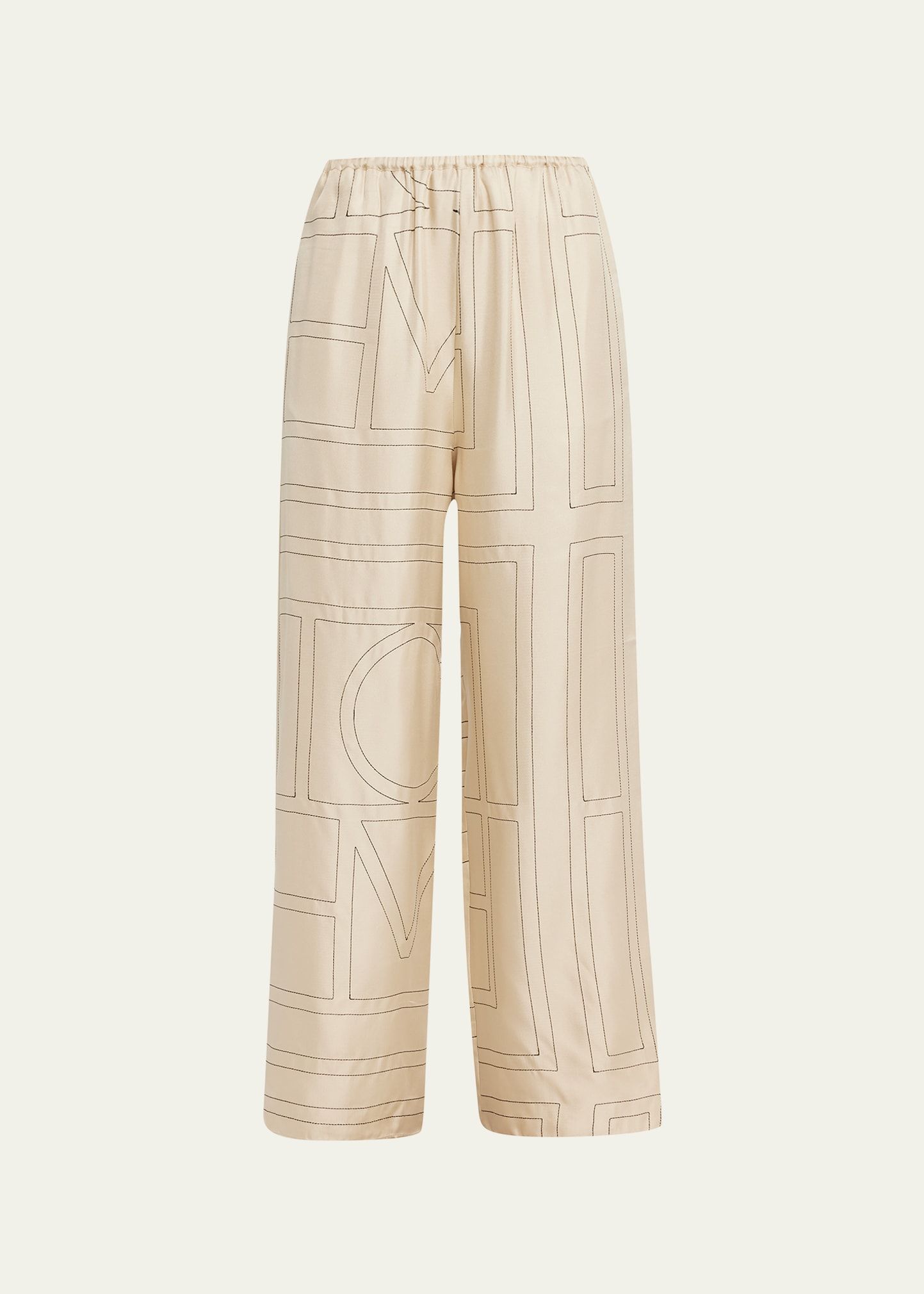 Toteme Monogram-Embroidered Silk Pajama Pants | Bergdorf Goodman