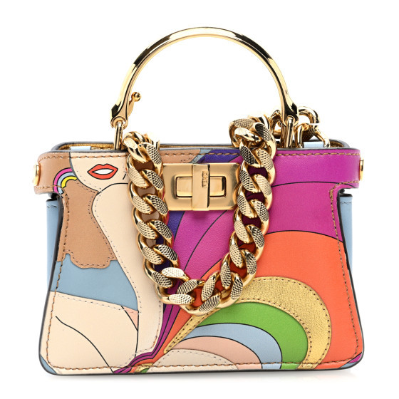Nappa Rainbow Inlay Nano Peekaboo Maxi Handle Satchel Azzurro Baby Multicolor | FASHIONPHILE (US)