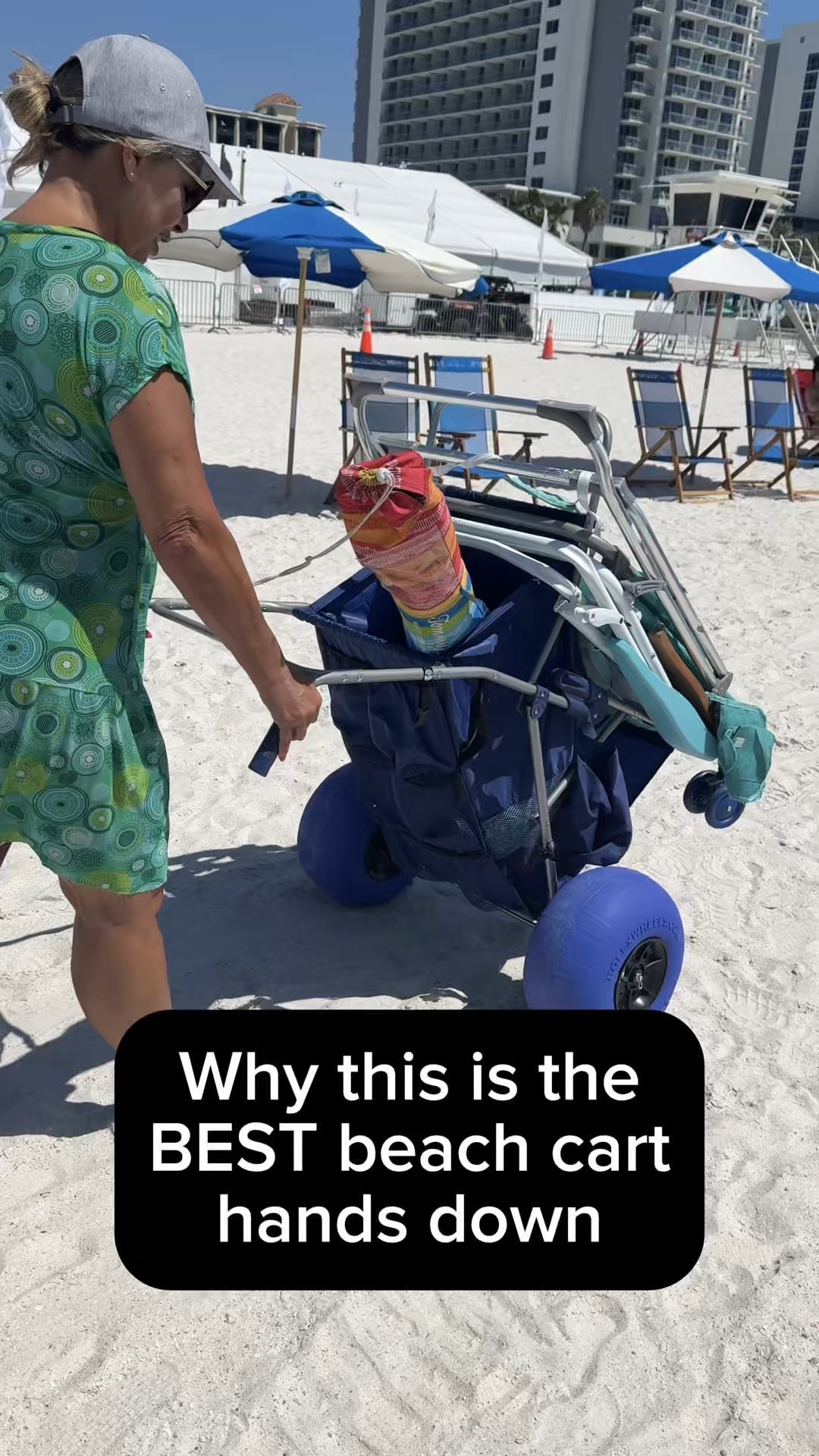 Ultimate beach companion: Discover why this beach cart reigns supreme! This cart folds down with a pull of the levers, rolls easily on the sand and has a spot for everything you need at the beach: umbrella, cooler, bags, drinks, sunscreen, and your chairs! #beachessentials #beachcart #beachgear #summermusthave 

#LTKSwim #LTKSeasonal #LTKTravel