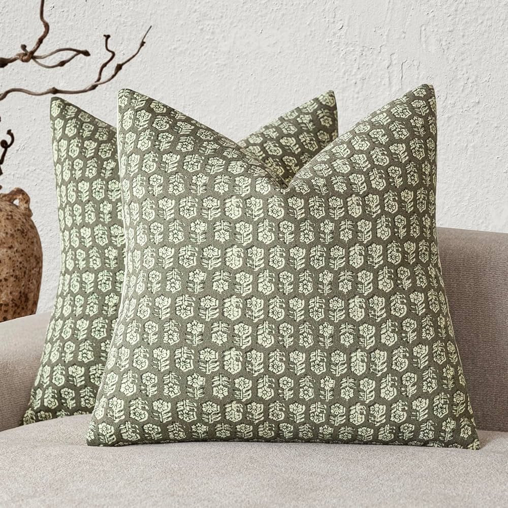 Foindtower Set of 2 Decorative Vintage Print Floral Throw Pillow Covers Neutral Accent Farmhouse ... | Amazon (US)
