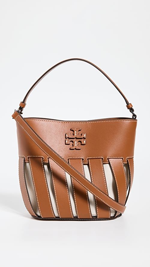 Tory Burch Small McGraw Stripe Die Cut Bucket Bag | SHOPBOP | Shopbop