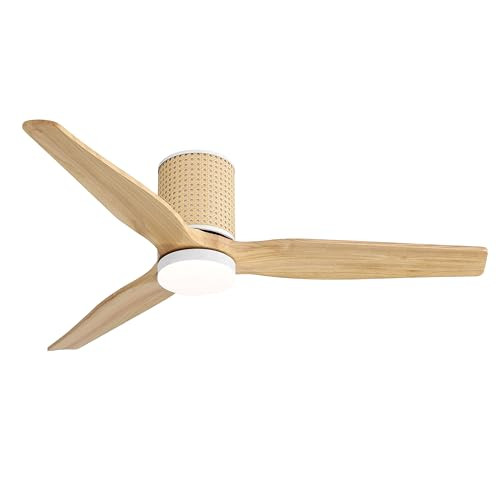 LEDLUX 52" Ceiling Fan with Light - Low Profile Flush Mount Ceiling Fan, 6-Speed Remote Control, ... | Amazon (US)