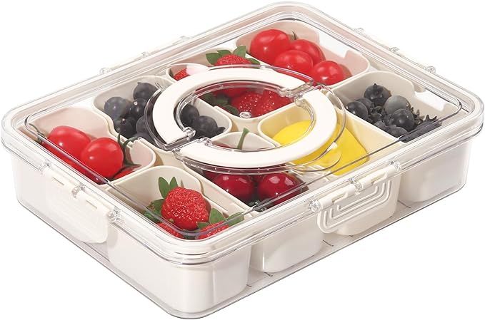 Divided Serving Tray with Lids,Handle&8Removable Boxs,Snack Box Container,Fruit,Candy Platter Con... | Amazon (US)