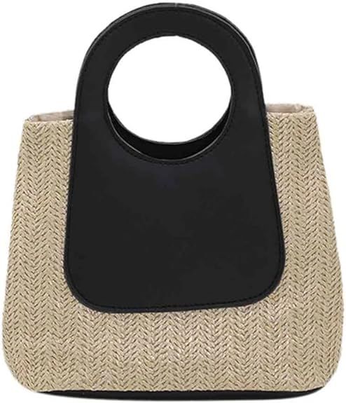 Basket Handbags Summer Handmade Woven Leather Beach Shopping Holiday Shoulder Bags Women Lady | Amazon (US)