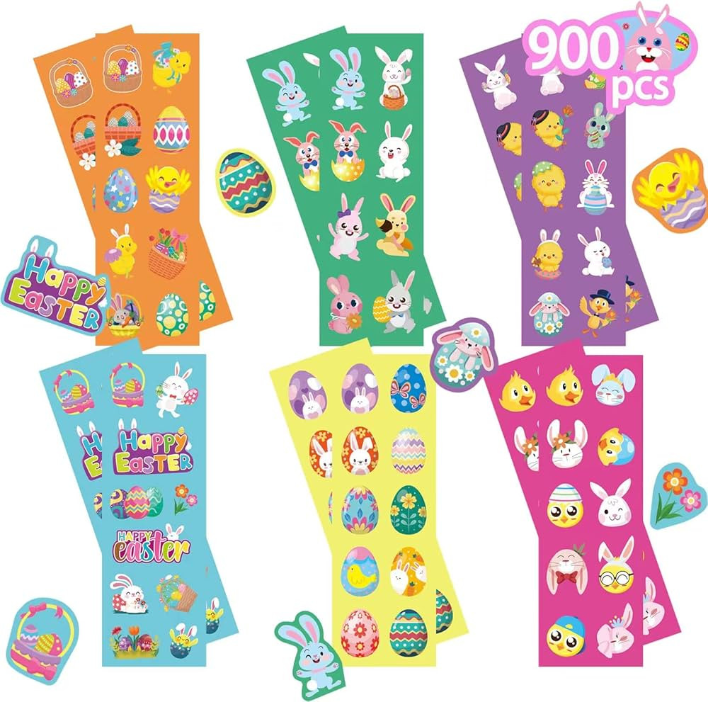 900pcs Easter Theme Stickers for Kids,Cute Bunny Eggs Baske Decorative Stickers for Easter Party ... | Amazon (US)