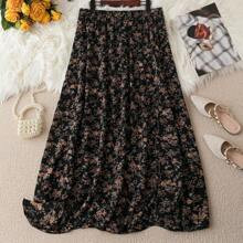 Plus Floral Print Skirt | SHEIN