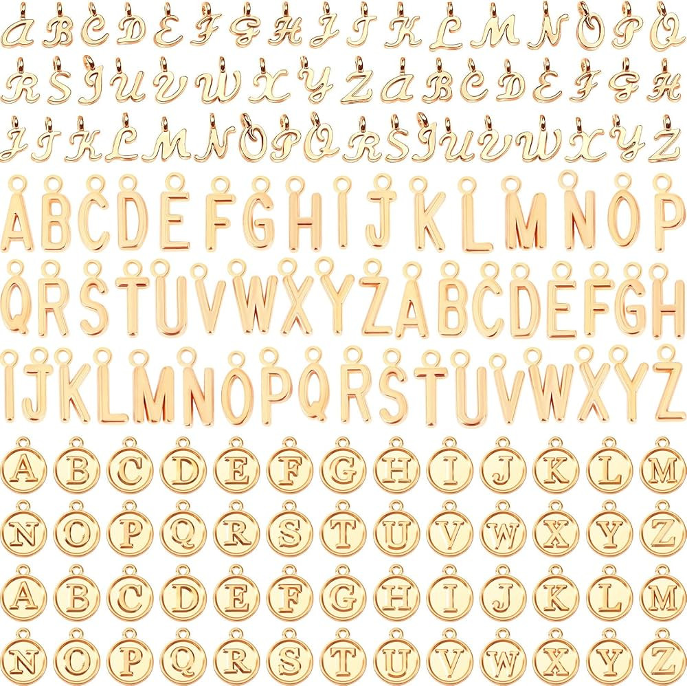 SANNIX Letter Charms, 156Pcs/6 Sets Alphabet ABC Letter Charms 3 Styles Capital A-Z Charms DIY Br... | Amazon (US)