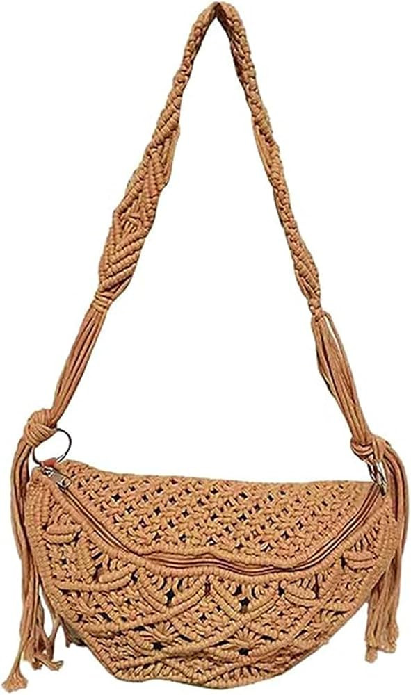 KYOFIS Handwoven Crossbody Handbag, Women's Bohemian Crochet Bag Handwoven Cotton Shoulder Bag fo... | Amazon (US)