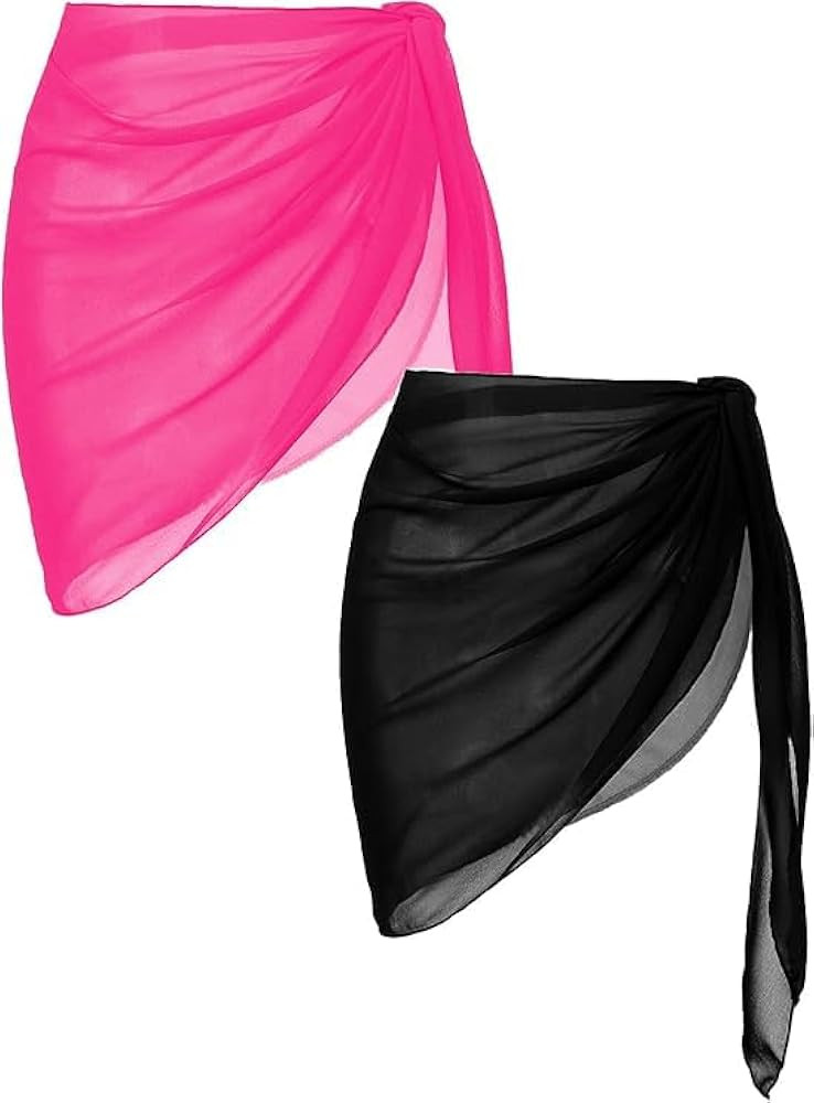 Ekouaer 2 Pcs Sarong Coverups for Women Beach Wrap Skirt Chiffon Swimsuit Coverup for Swimwear S-... | Amazon (US)