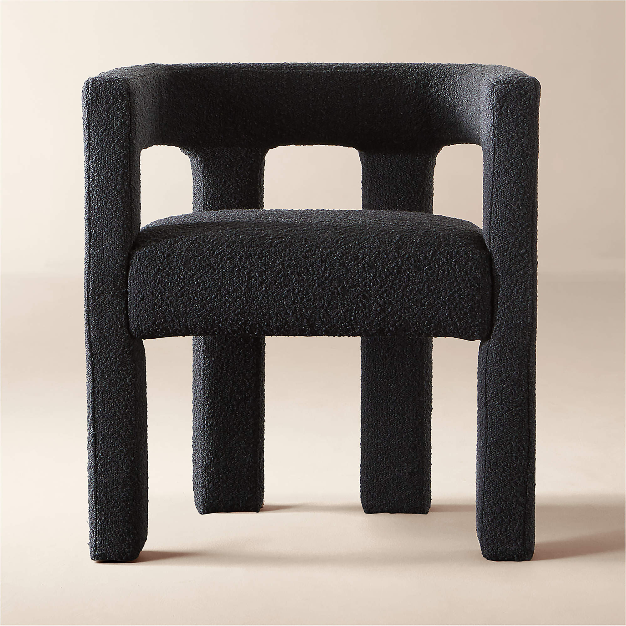 Stature Black Boucle Dining Armchair + Reviews | CB2 | CB2