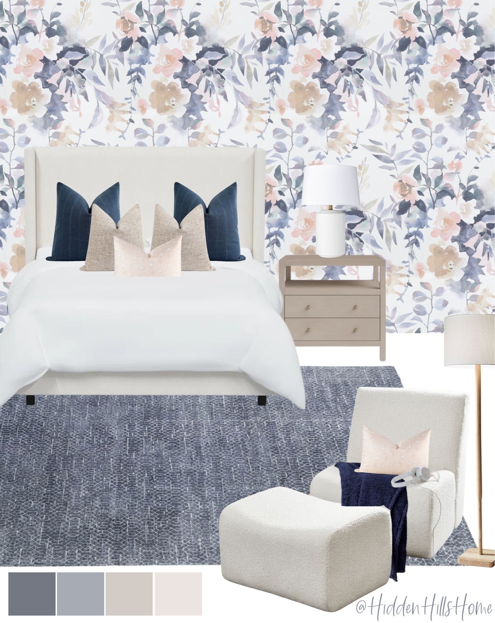 Girls bedroom, teen girls room decor mood board, girls bedroom design, floral wallpaper, home decor ideas #girlsbedroom

#LTKHome #LTKSaleAlert #LTKKids