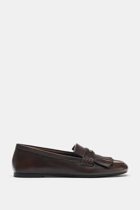 LEATHER FRINGE LOAFERS | Zara DE