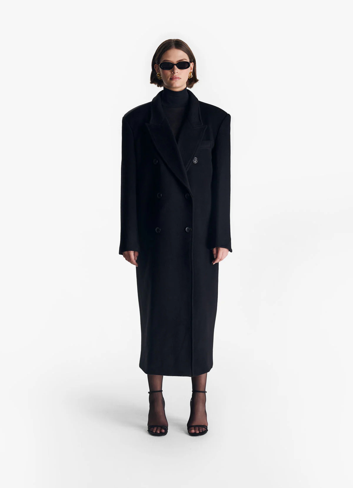 Black Wool Straight Trench Coat | DE SAVARY LONDON