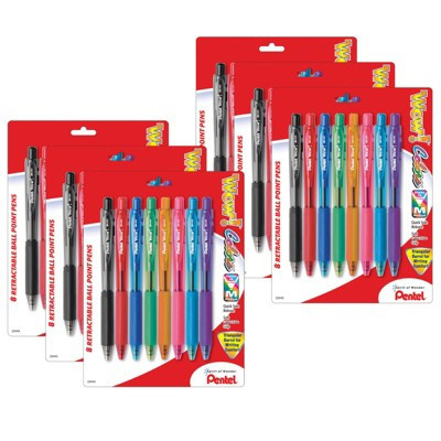 Pentel WOW! Retractable Ball Point Pens, Assorted, 8 Per Pack, 6 Packs | Target