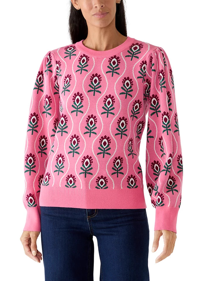 Women's Puff Sleeve Intarsia Sweater | Belk