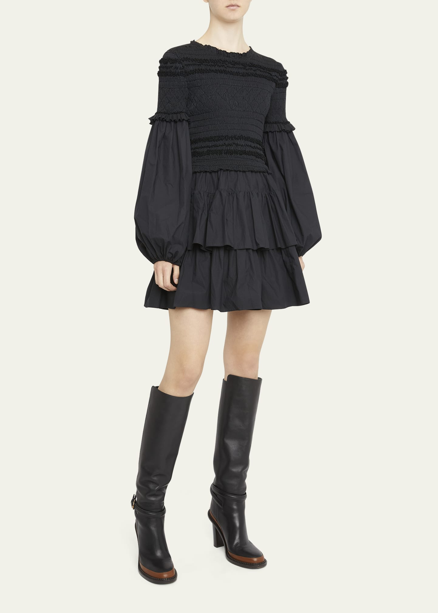 Ulla Johnson Nadia Embroidered Lantern-Sleeve Mini Dress | Bergdorf Goodman