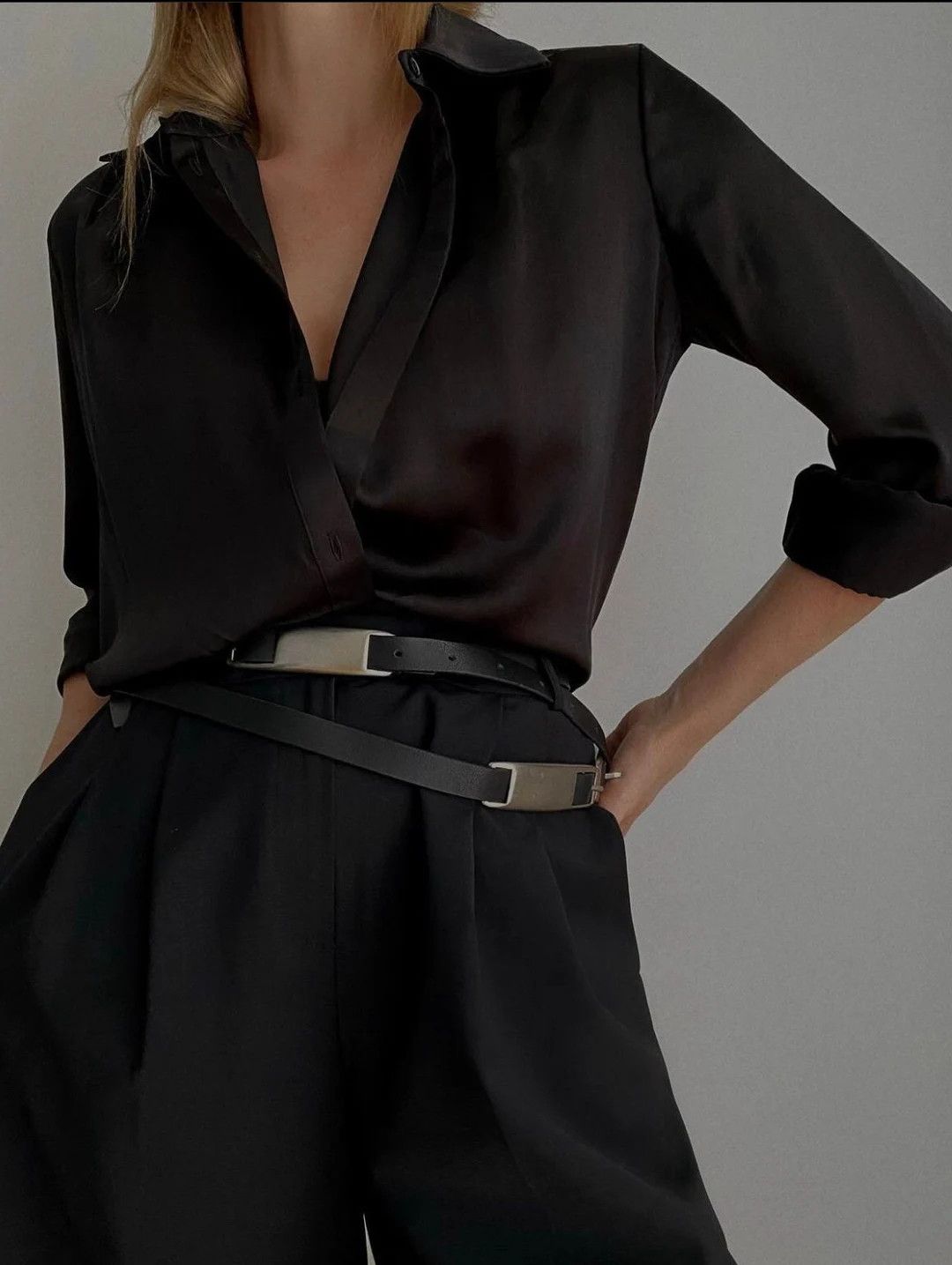 Women silk shirt in black pure silk Black silk blouse Long sleeve blouse Womens button down shirt... | Etsy (US)