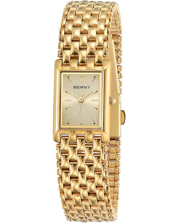 BERNY Gold Watches for Women Updated Ladies Quartz Wrist Watches Stainless Steel Band Womens Smal... | Amazon (US)