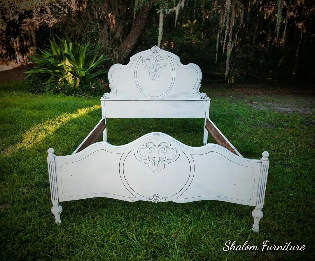 Availablefree Shipping White Victorian Antique Bed Shabby - Etsy | Etsy (US)