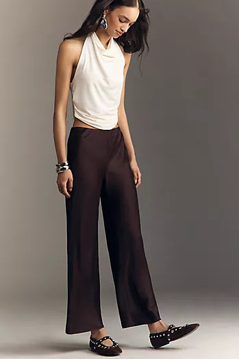 Maeve High-Rise Split-Front Velvet Skinny Pants | Anthropologie (US)