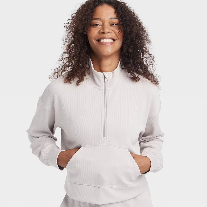 Women's Airy Sleek Ribbed 1/2 Zip Pullover - All In Motion™ | Target