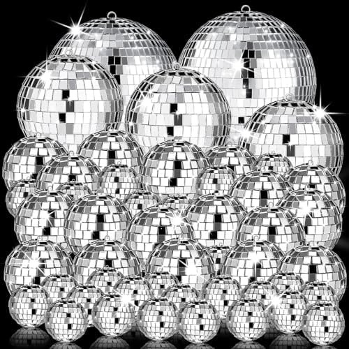 54 Pcs Mini Silver Disco Balls - Hanging Mirror Ornaments for Party, Wedding, Christmas Supplies | Amazon (US)